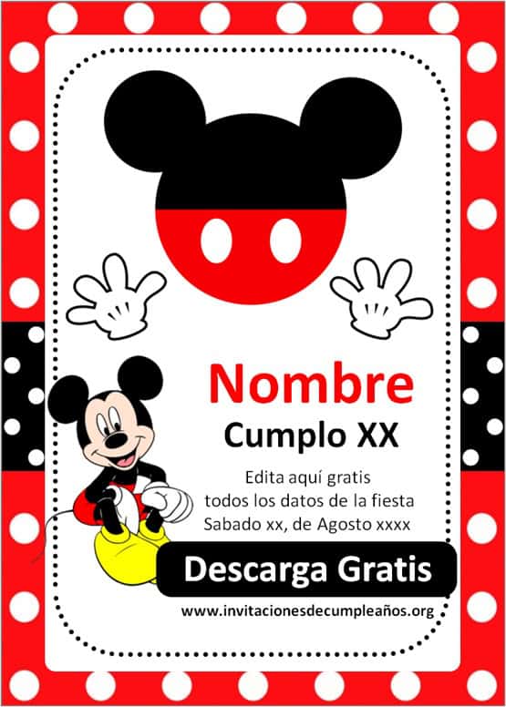 Invitaciones Cumpleaños Mickey Mouse